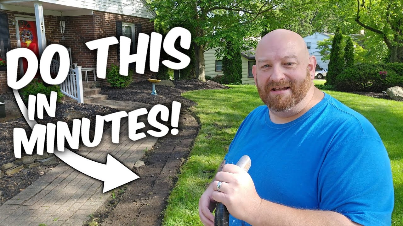 HOW TO USE a MANUAL KICK STYLE SOD CUTTER to REMOVE GRASS and DIG MULCH BEDS FAST EASY and CHEAP!