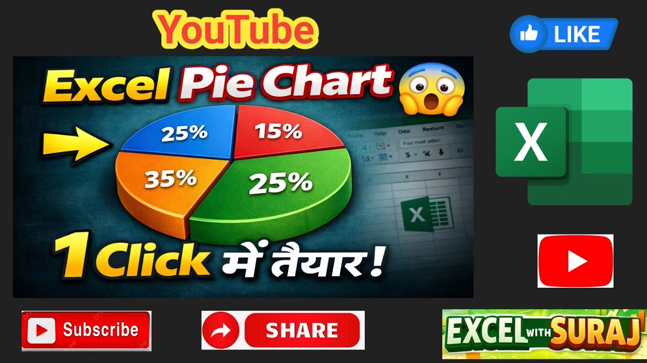 Excel में Pie Chart बनाना सीखो 😱 | Step by Step Hindi | How To Make Poe Chart In Excel ? #excel 