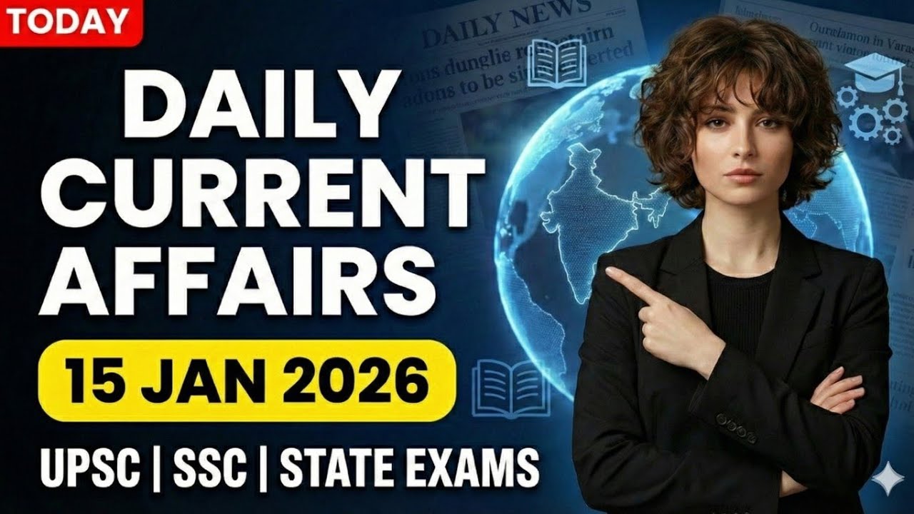 Today Current Affairs – 15 Jan | UPSC • SSC • Banking • State PCS
