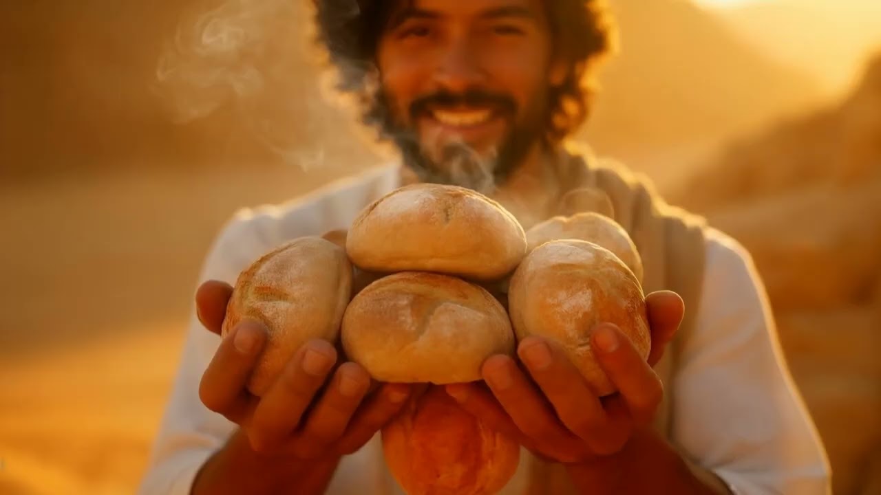 JESUS MIRACLE WITH FISHES, LOAVES AND BREAD