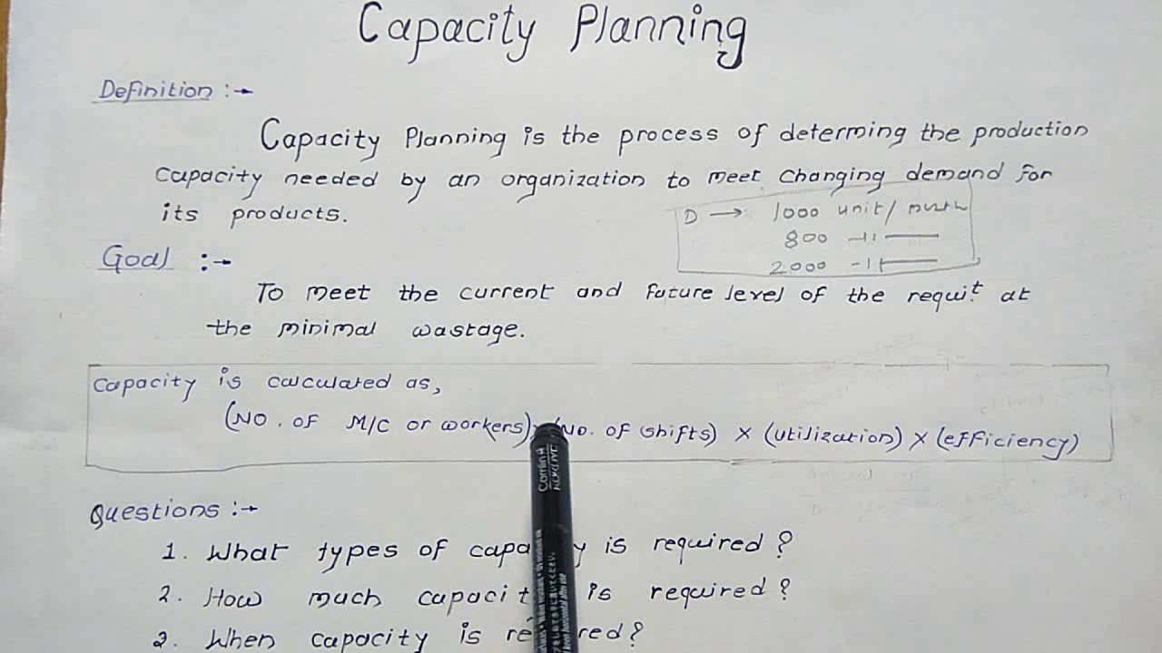 Capacity Planning | Operation Management-Definition |Types | Steps| Benefits with example | in Hindi