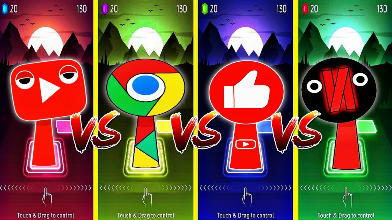 SPRUNKI OC YOU TUBE 🆚 GOOGLE 🆚 YOU TUBE LIKE 🆚 NETFLIX COFFIN DANCE SONG IN TILES HOP