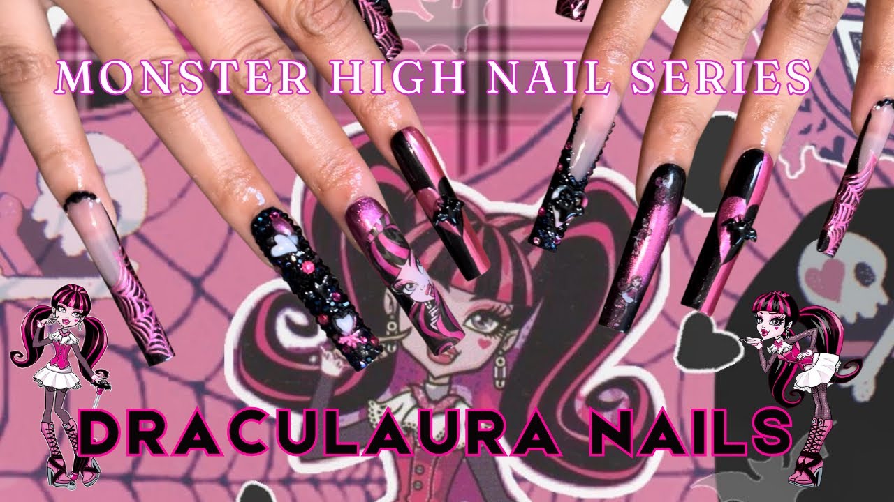 Draculaura Nails🩷🦇 | Monster High Nail Series Volume 1