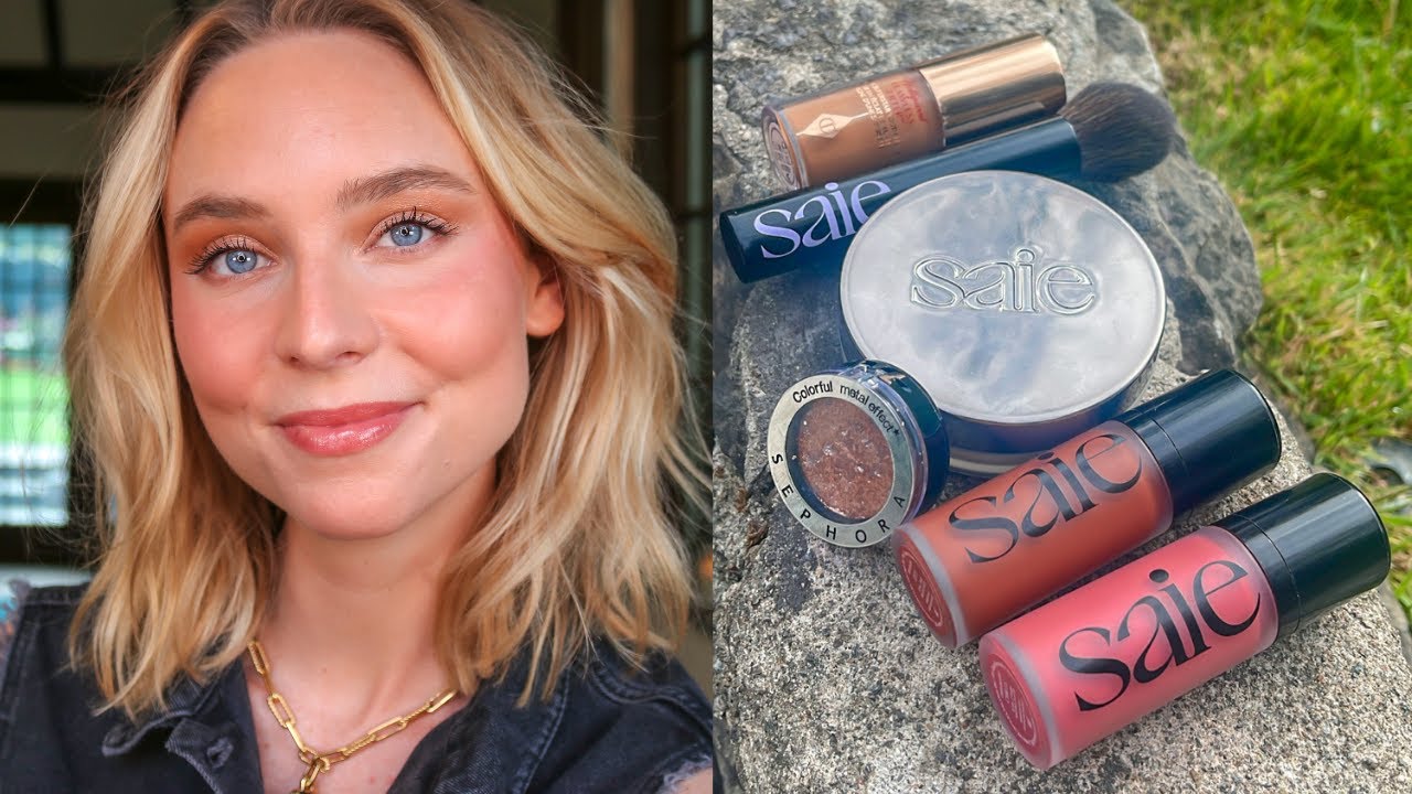 New Makeup Try-On: Saie Dew Blush & Airset Powder, Sephora Collection Eyeshadow in Demanding