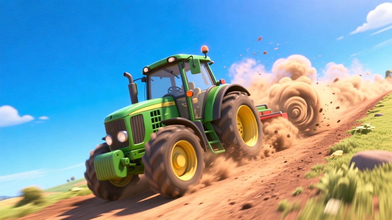 Goose’s Sunny Tractor 🦢🌞🚜 Fun Farm Song for Kids | Learn Vehicles & Numbers