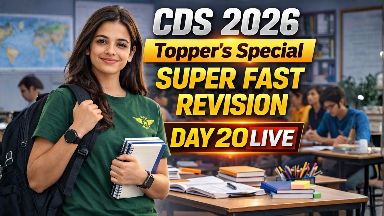 🚨CDS 2026 Last 40 Days Revision Marathon | Day 20 LIVE | History, English, Chemistry & Maths🚨