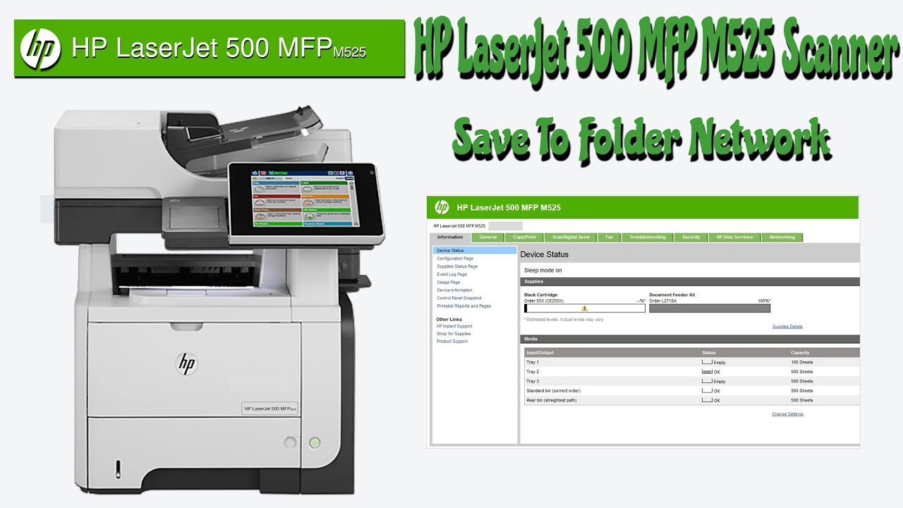 How To Setup LaserJet 500 MFP M525 Scanner Save To Folder Network || ដំឡើង HP Scanner