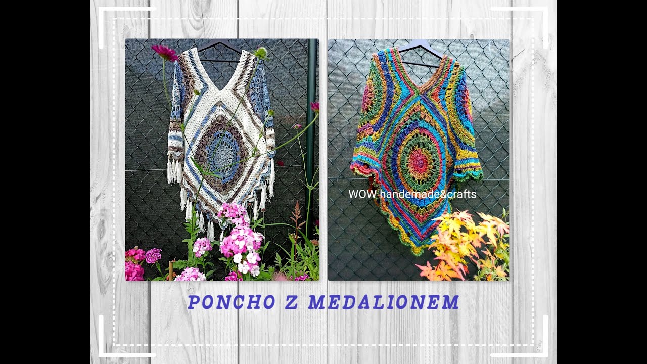 🧶🧶🧶PONCHO Z MEDALIONEM - Cz.1/2