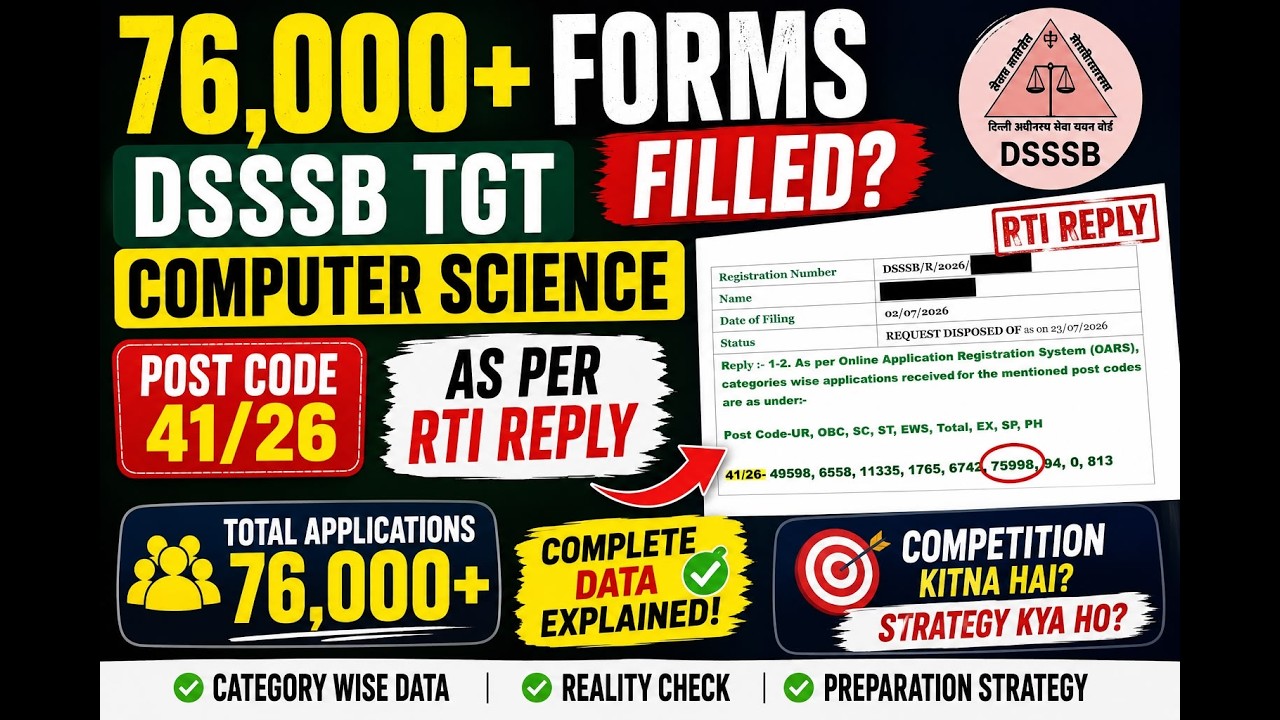 DSSSB TGT Computer Science 2026 | 76000 Forms Filled? RTI Reply Explained