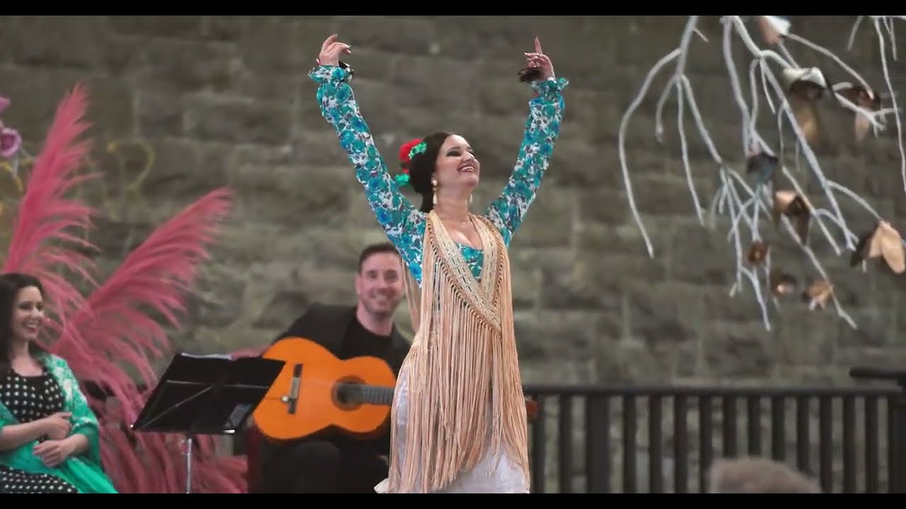 Elizabeth Jara Leon - Dancing with Castanets at Belturbet Railway Station, 2022