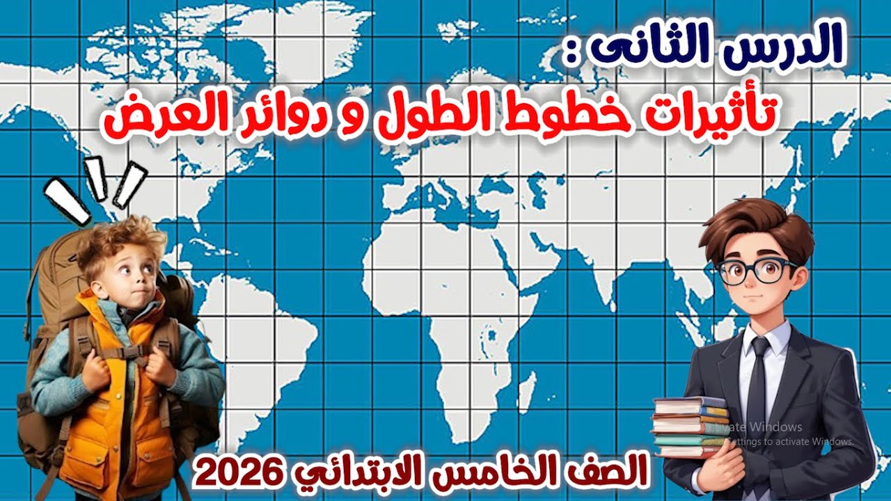 درس تأثيرات خطوط الطول ودوائر العرض للصف الخامس الابتدائي | الدرس الثانى | المنهج الجديد | 2026