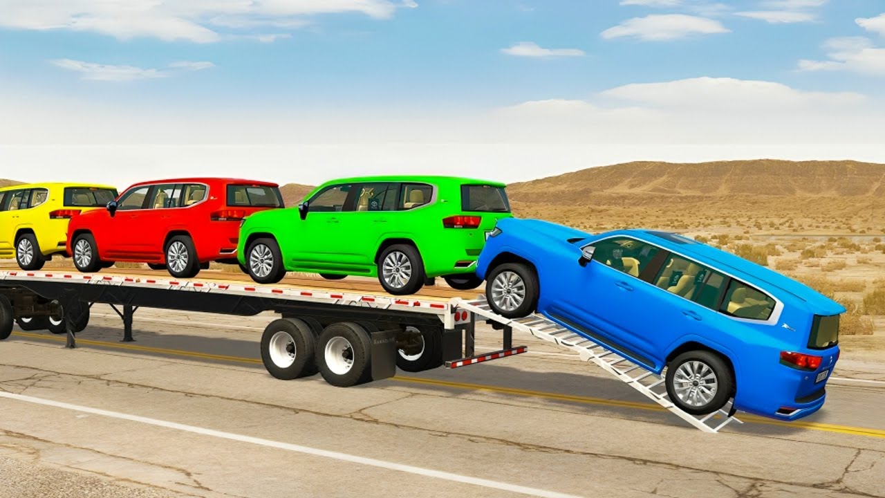 Flatbed Truck McQueen | Transportation with Truck Pothole vs Car | BeamNG.Drive Gameplay |#010