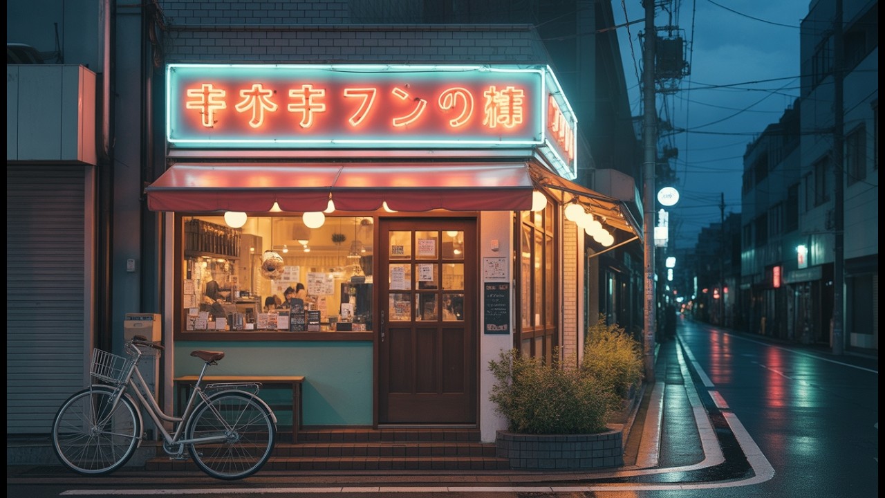 Rainy Neon Cafe Japan – Chill Lofi Beats for Focus & Sleep