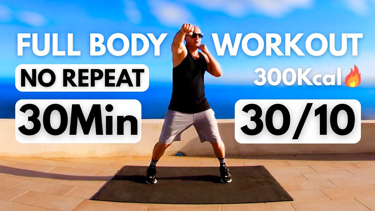 HIIT Tabata 30min no repeat / FULL BODY WORKOUT / Tabata 30/10