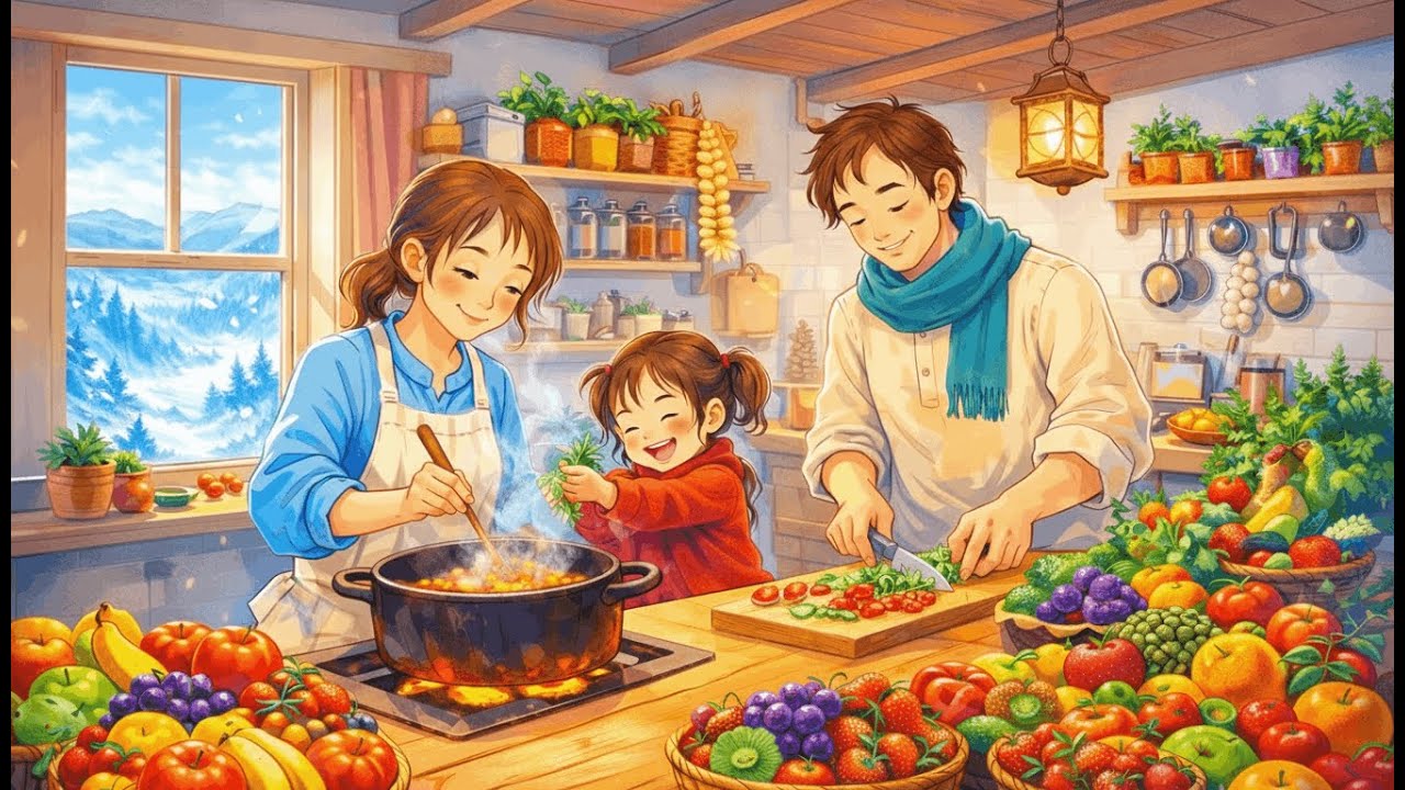 Foggy Winter Family Vacation in a Cozy Cabin Peaceful | Slow Living & Heartwarming Cooking (GHIBLI)