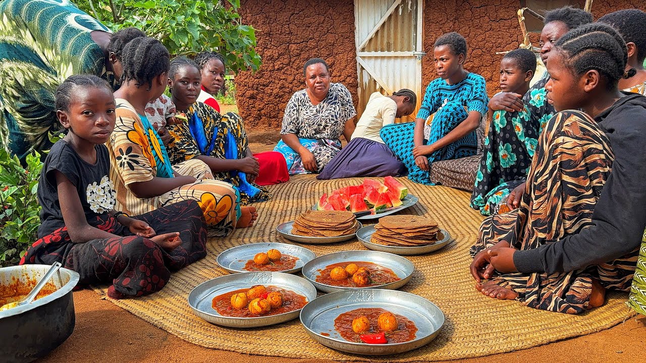 Village women Cooking whole wheat for a Big family Gathering/African Village life 