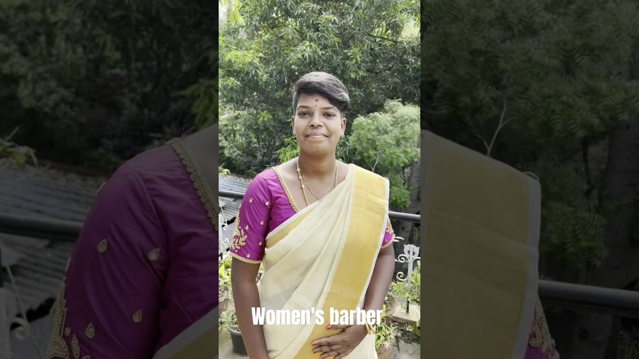 Indian Women Short faded boy cut look in saree traditional look  #hair #haircut #hairstyle #pixie