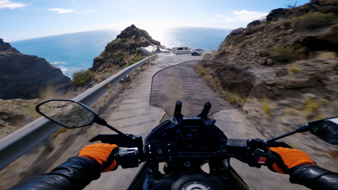 MOTORRADFAHREN KANARISCHE INSELN , PORIS DE LA CANDELARIA, ACHTUNG SEHR STEIL 30%