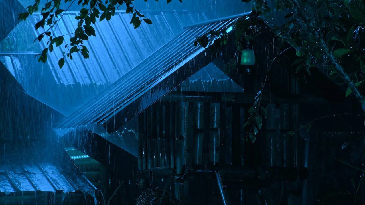 Relieve Stress with Heavy Rain on Tin Roof at Night for Sleep | Relaxing Rain ASMR