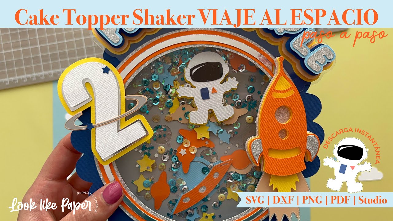 Cake Topper Shaker VIAJE AL ESPACIO ✂️ Consejos, materiales y técnicas de papelería creativa.