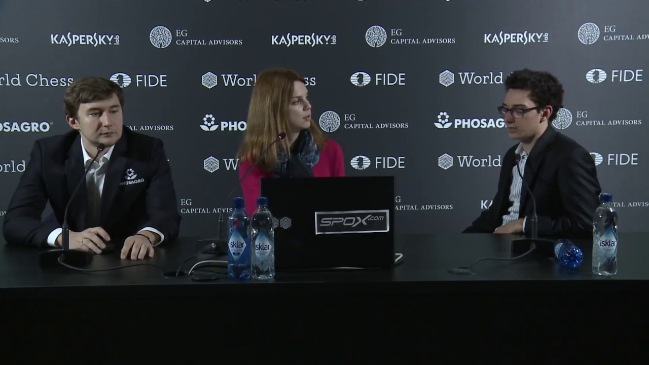 Round 12. Press conference with Karjakin and Caruana