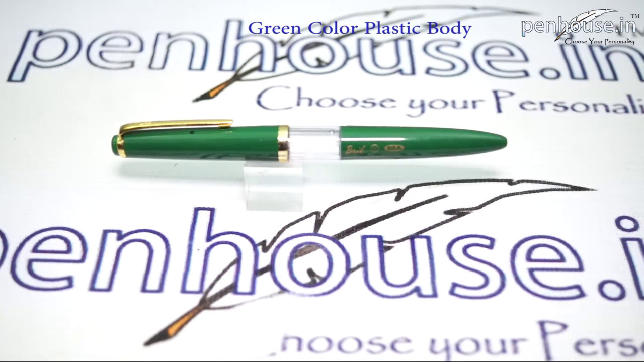 Bril Model:  13695 52A green color body with golden clip  Fine  tip cap type fountain pen