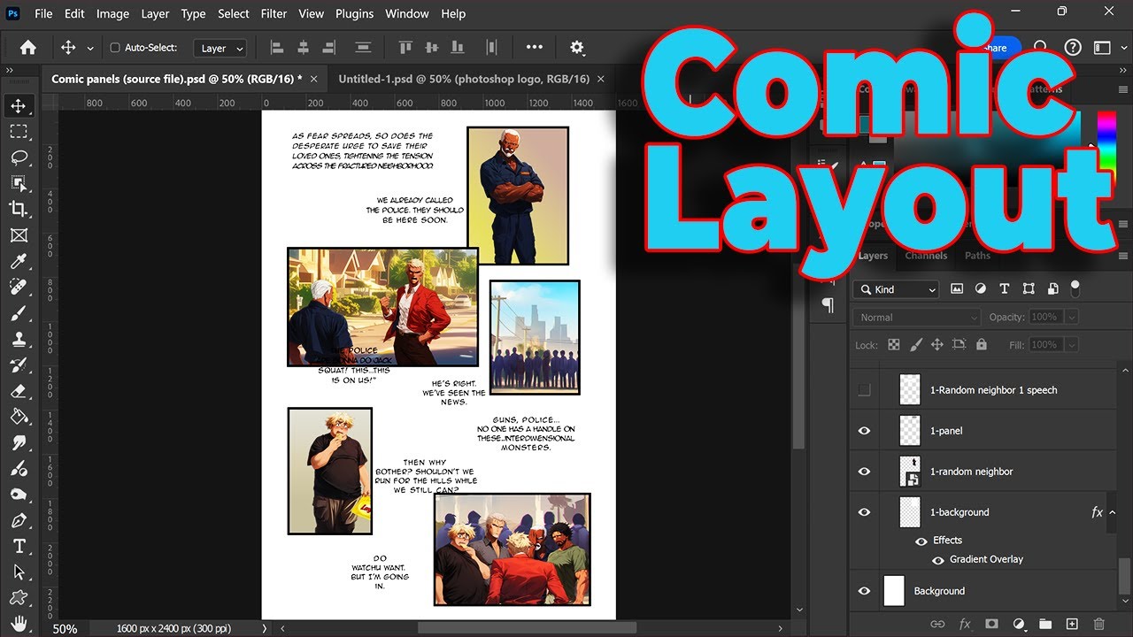 How to Create Comic Panels & Dialogue on Photoshop