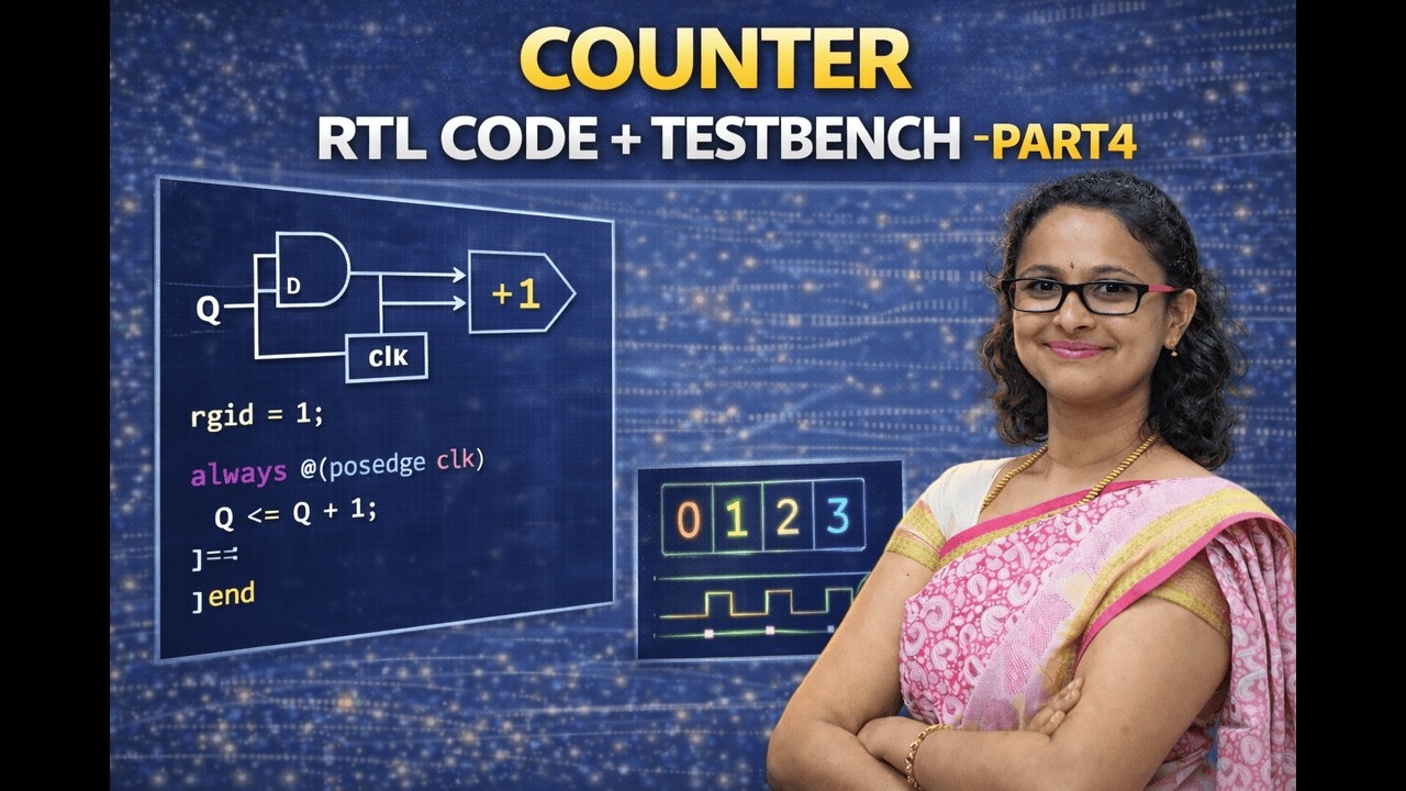 4 BIT - COUNTER - RTL CODE +TESTBENCH - PART4