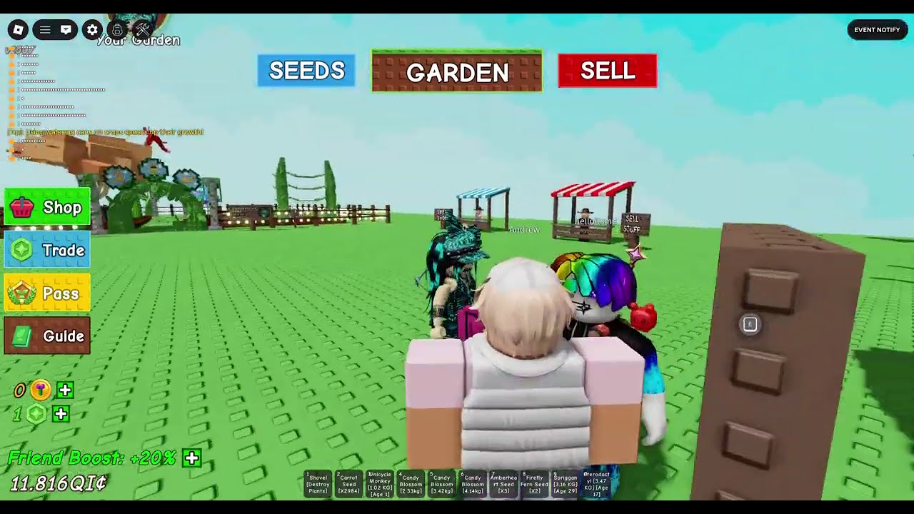 Playing grow a garden