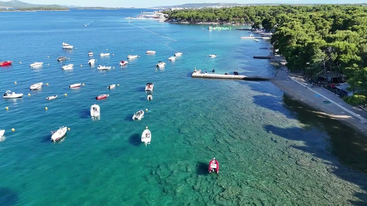4K Biograd na Moru Croatia. Camping Soline. Биоград на Мору Хорватия с высоты птичьего полета.