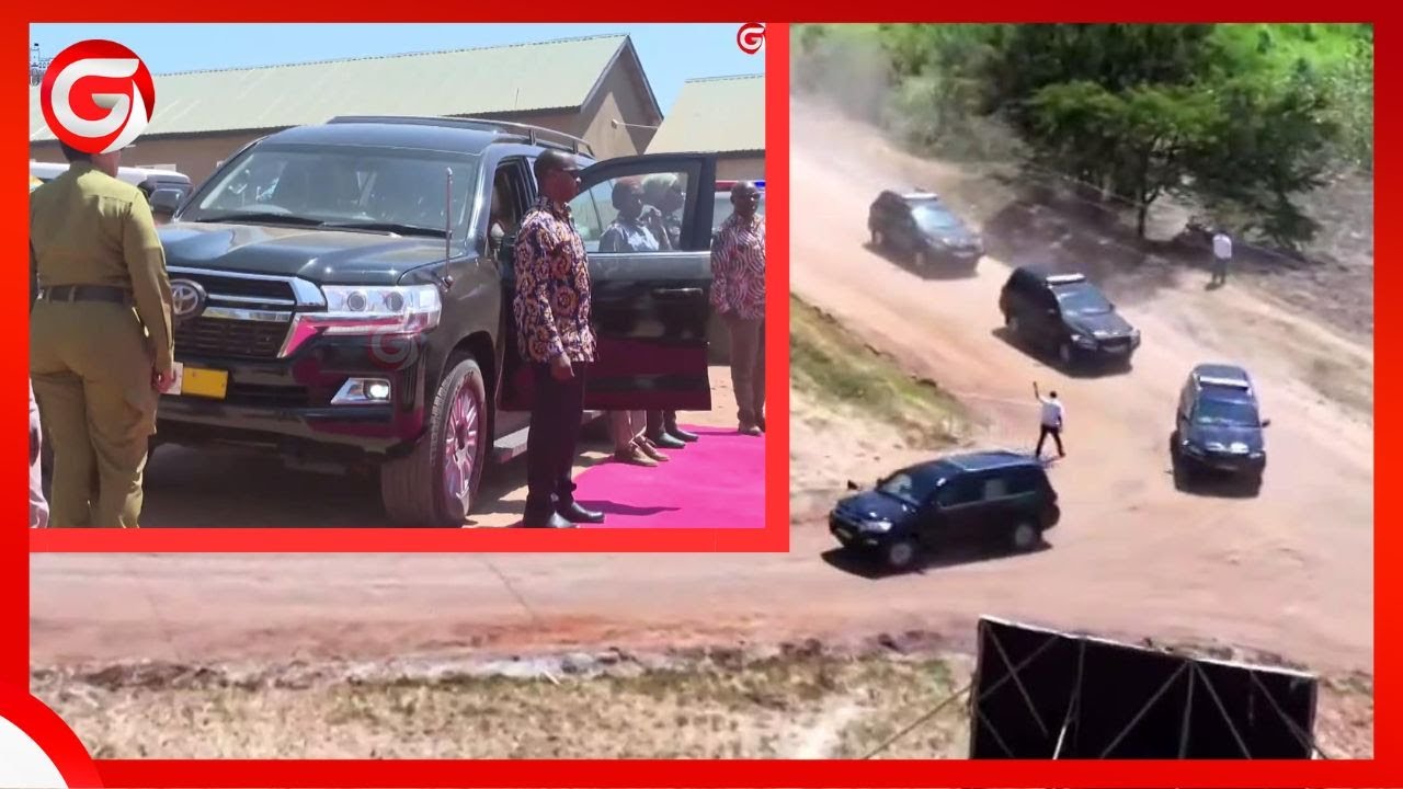 TAZAMA MSAFARA wa MAGARI wa RAIS SAMIA CHINI ya ULINZI MKALI ULIVYOWASILI UWANJANI TANGA...