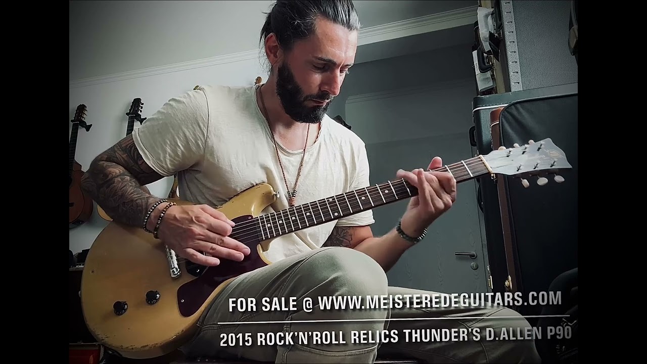 For sale @ www.MEISTEREDEGUITARS.com - Rock’n’Roll Relics Thunders TV yellow aged junior p90 d.allen