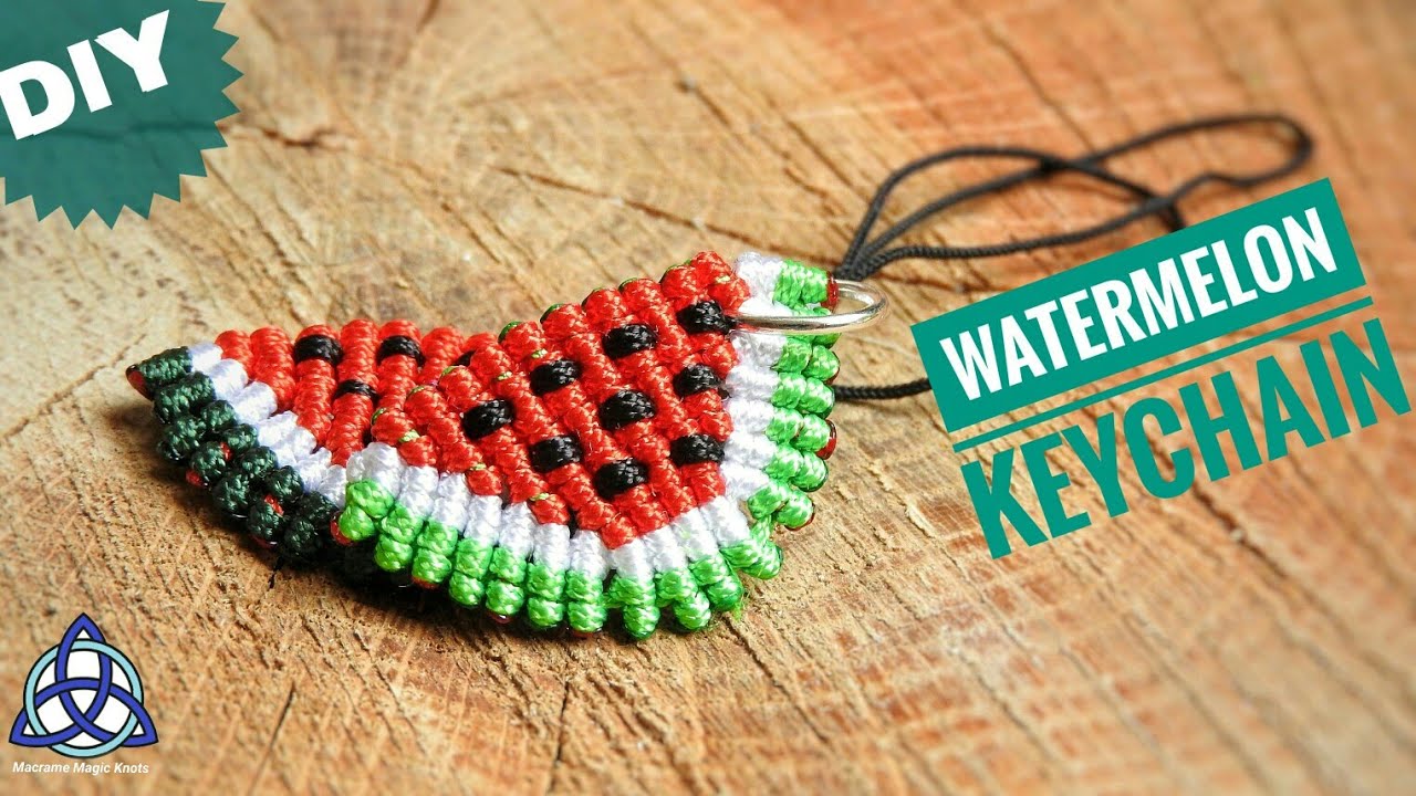 How to make Watermelon Macrame Keychain Tutorial EASY