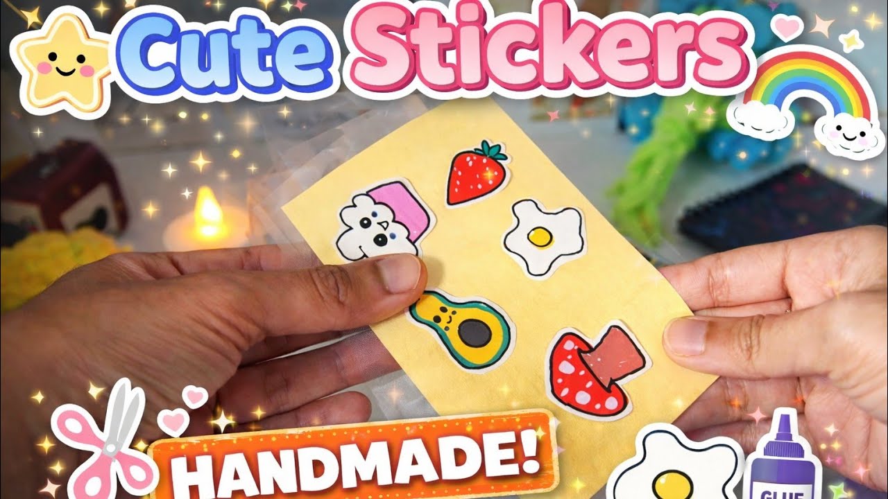 cute stickers ഉണ്ടാക്കിയാലോ🐰 | DIY stickers Malayalam | Little sketchbook