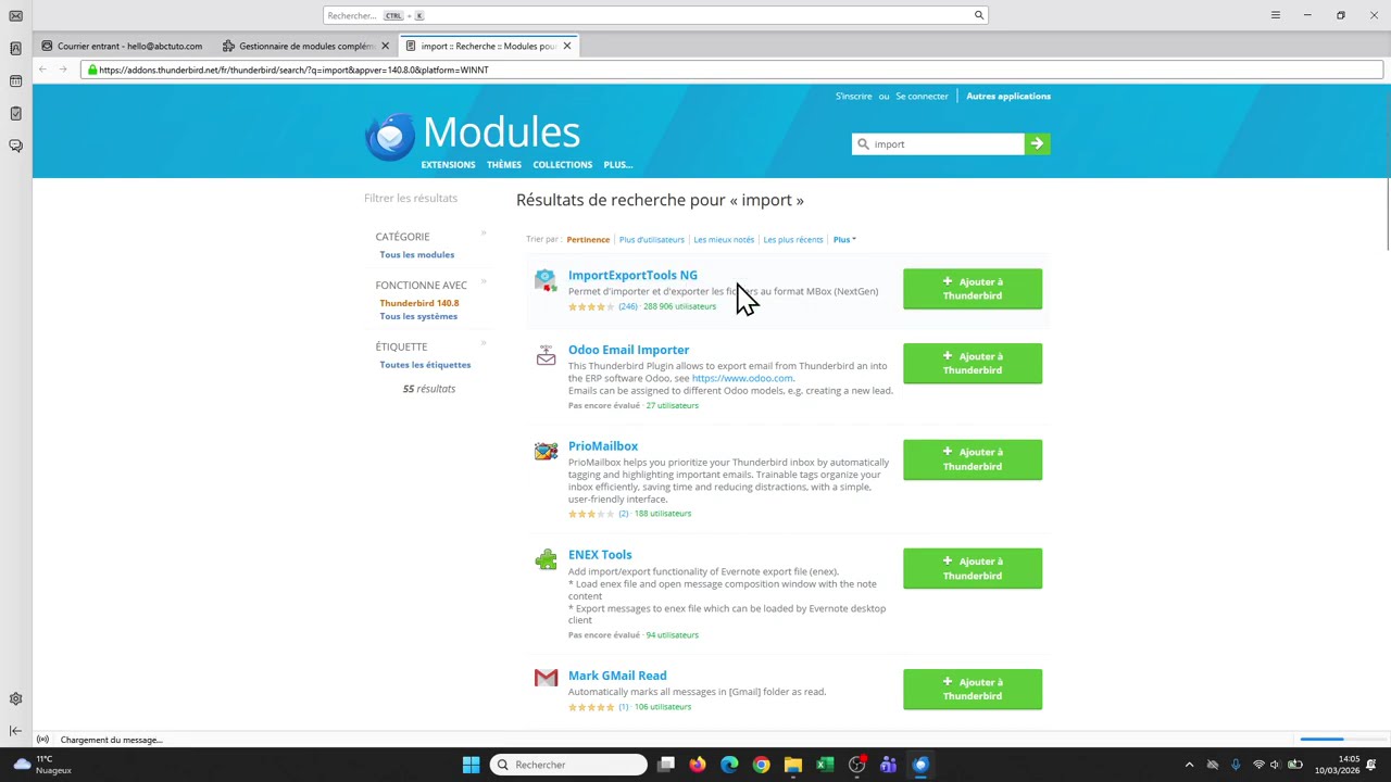 Importer d'anciens mails sur mes comptes de messagerie avec Thunderbird (ImportExportTools NG)
