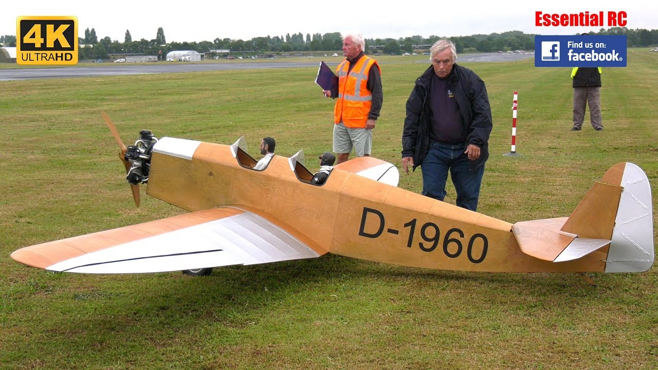 HUGE 50% SCALE RC KLEMM KL 25 WITH VALACH 420cc RADIAL ENGINE (LMA Cosford) [*UltraHD / 4K*]