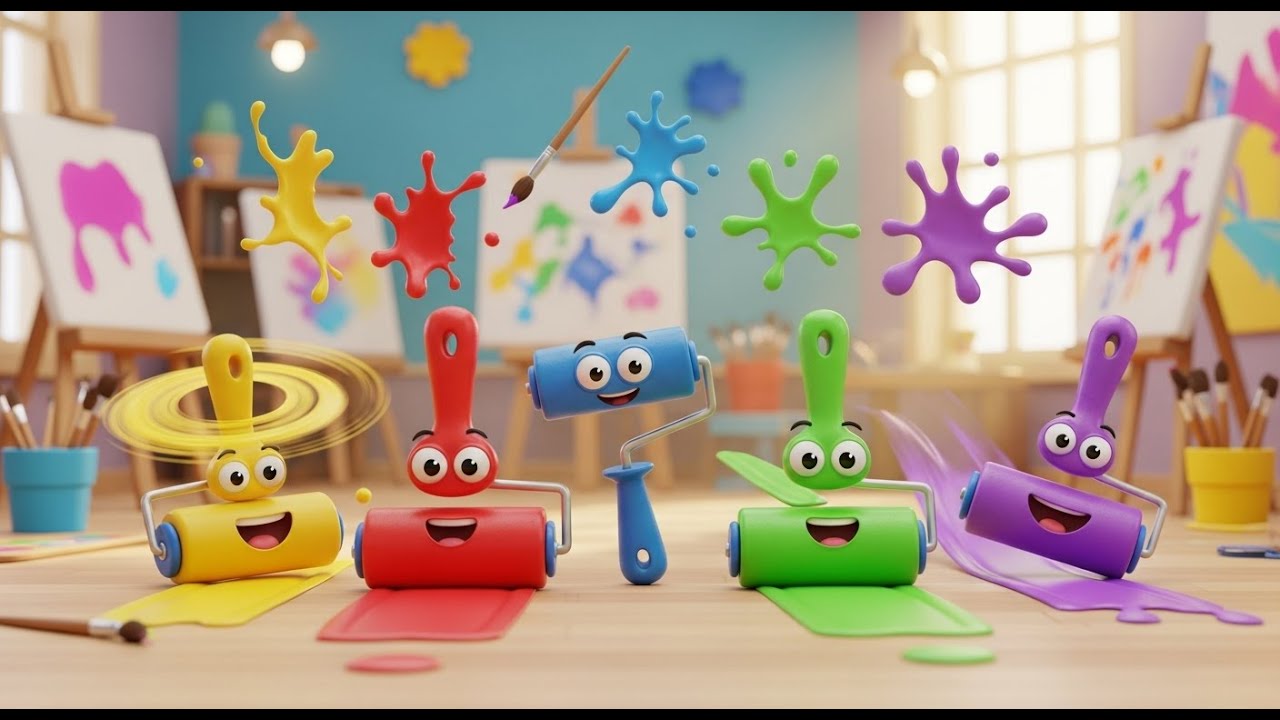 Five Little Toy Paint Rollers Roll Roll Roll | Nursery Rhymes for Kids & Baby Songs