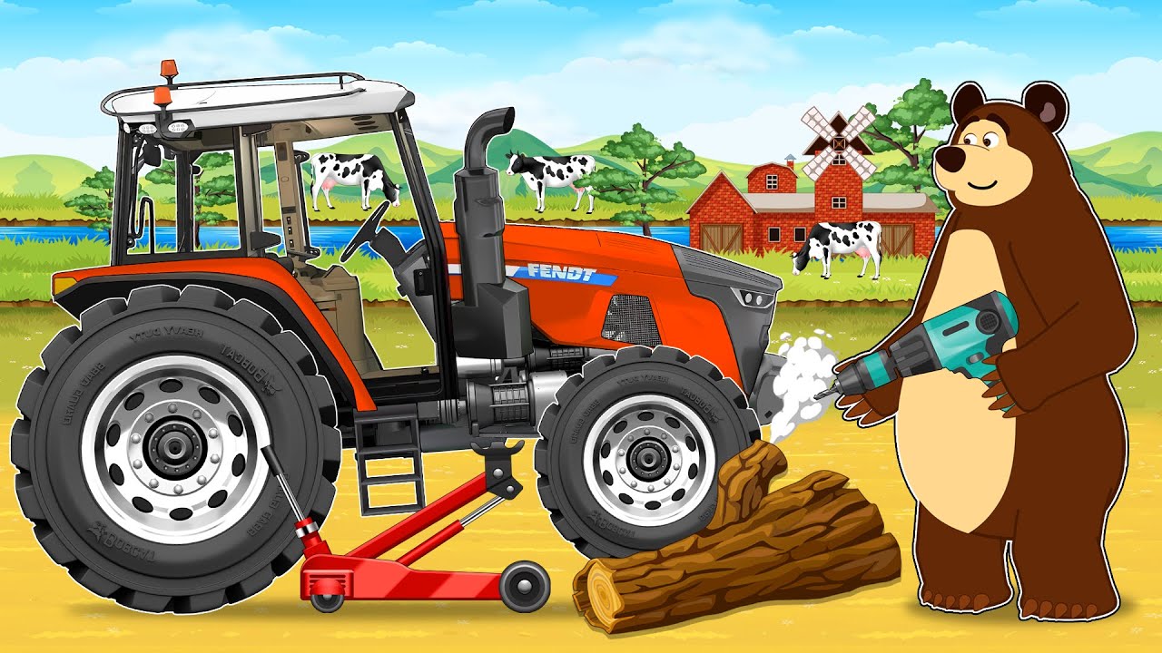 Farm Works: Failure Tractor Hit a Log in the Field - Mobile Service Vehicle  🚜| Vehicles Farm