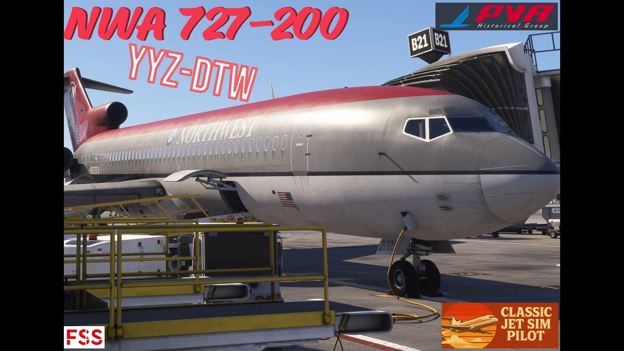 Northwest Airlines Boeing 727 | Classic Jet Flight from Toronto to Detroit | MSFS 2024