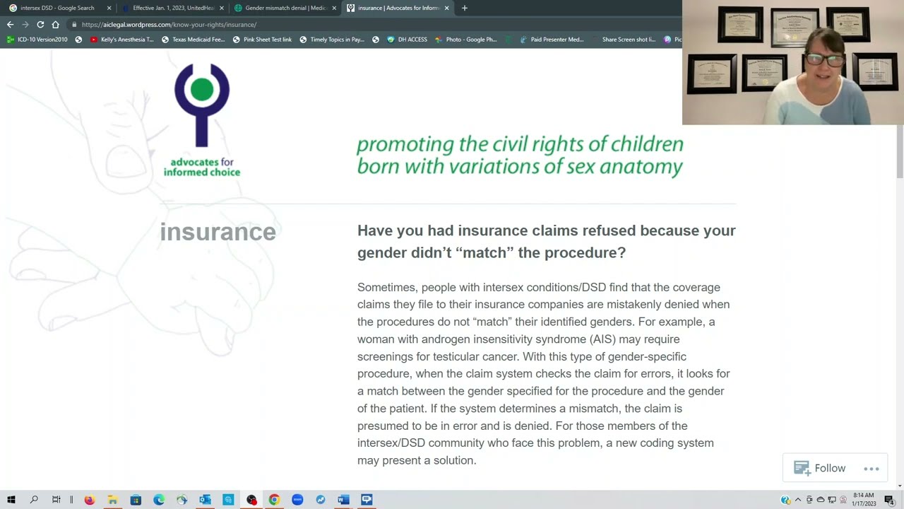 Intersex Coding for Anesthesia