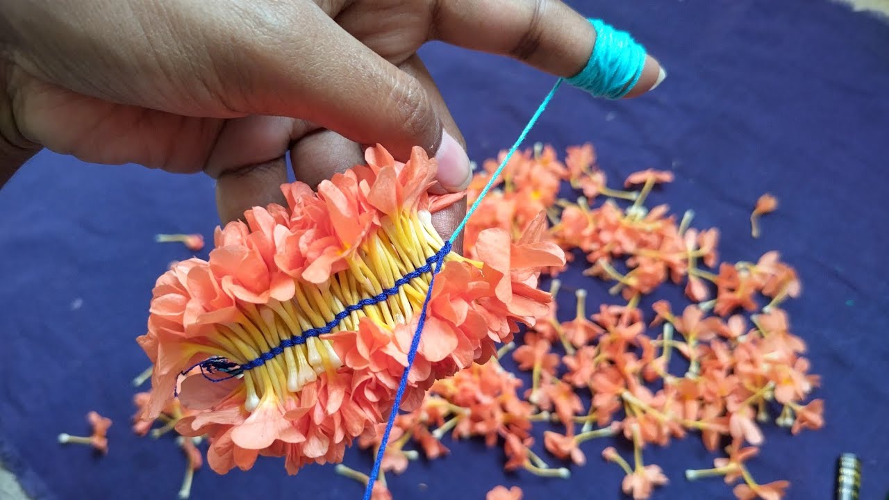 Very Easy To Tie Kanakamara Flower @kspPower //how to TIE fresh flowers//kanakabaram flower mala