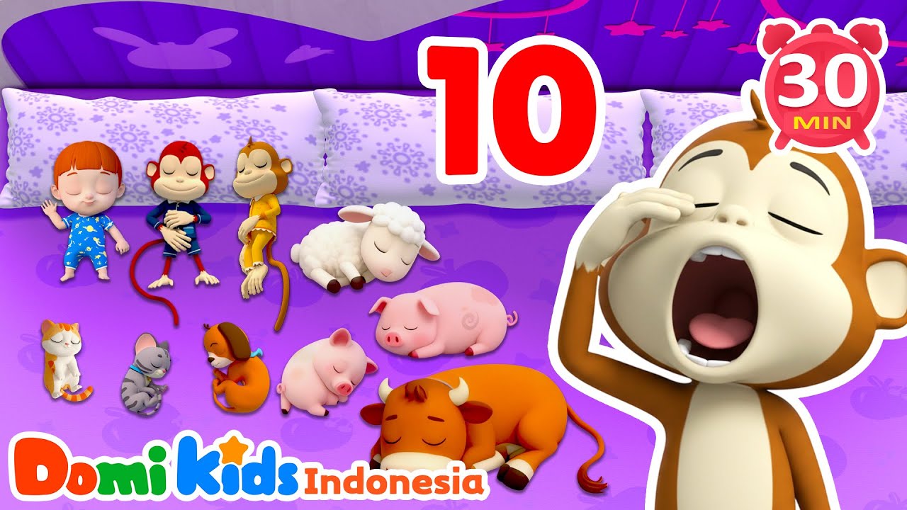 Sepuluh Orang Di Kasur🛏 | Lagu Gerak & Lagu Hewan | Domi Kids Pesta Hewan - Lagu Anak