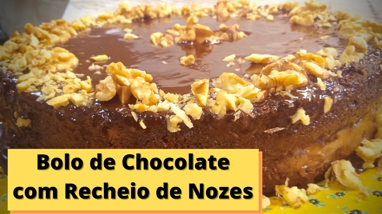 Bolo de Chocolate com Recheio de Nozes [ Como Fazer ]