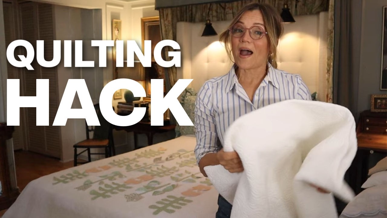 Thrifted to High End: Upcycling a Quilt with applique Nordic Flowers.