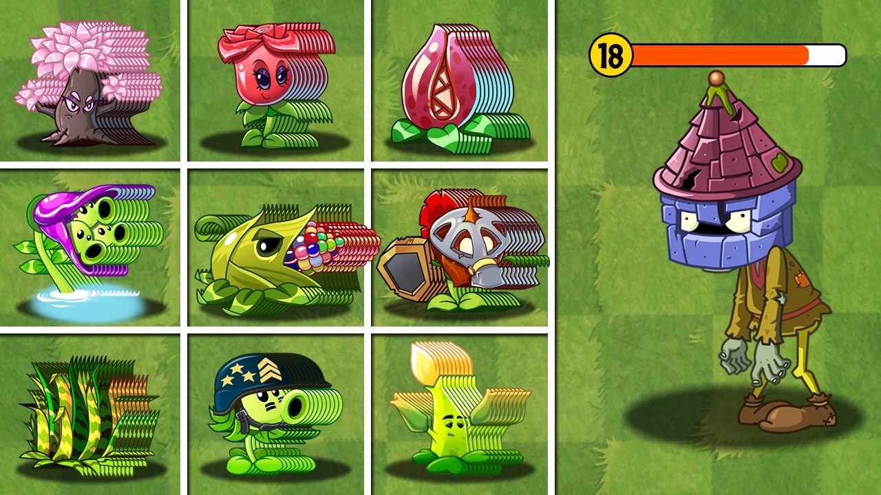 PVZ 2 Challenge - 100 Plants Max Level vs Tower Head Zombie Level 18 - Who Will Win?