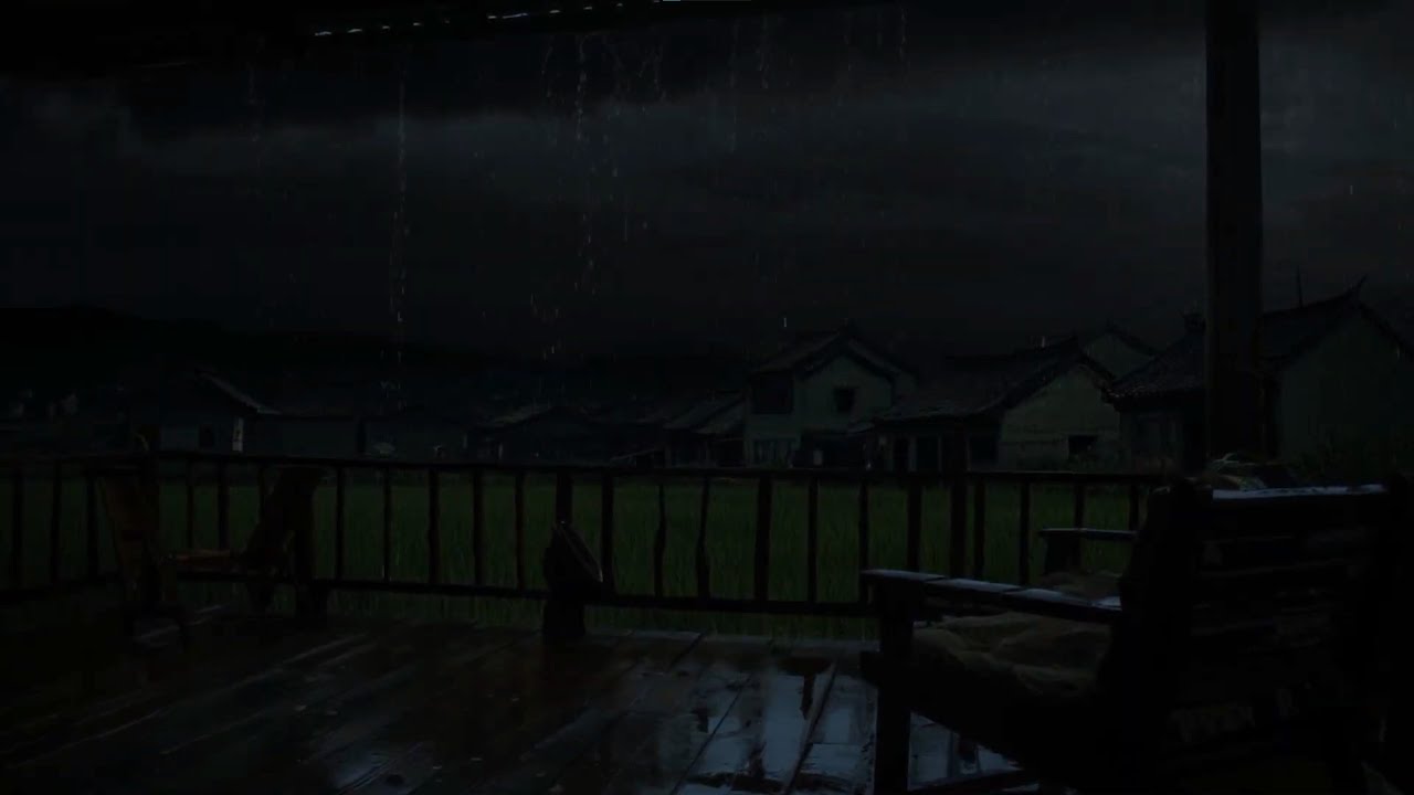 Gentle Thunder & Rainfall On The Porch In The Fields | Drift Into Deep Sleep With Night Storm Sounds