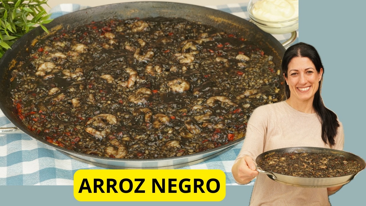 ARROZ NEGRO CON ALIOLI CASERO. Receta Tradicional Española
