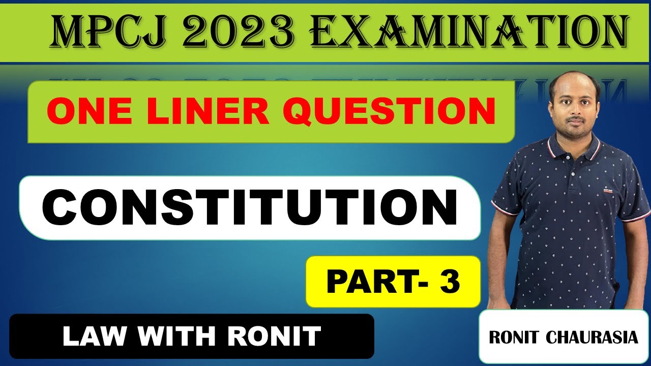 MPCJ 2023/ONE LINER CONSTITUTION/PART - 3 #mpcj2023 #mpjudiciary  #oneliner #constitutionalrights