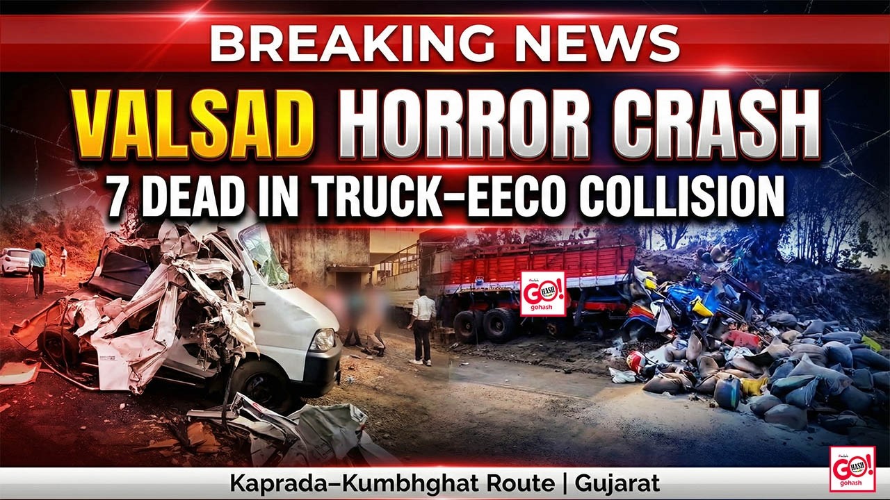 TRAGIC ROAD ACCIDENT IN VALSAD, GUJARAT: 7 DEAD AFTER TRUCK COLLIDES WITH EECO ON KAPRADA–KUMBHGHAT