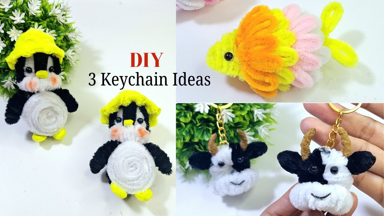 DIY 3 Cute Pipe Cleaner Keychain Ideas | Easy Animal Keychains You Can Make at Home